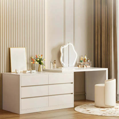White Wood Standard Vanity with Drawers — White / 3