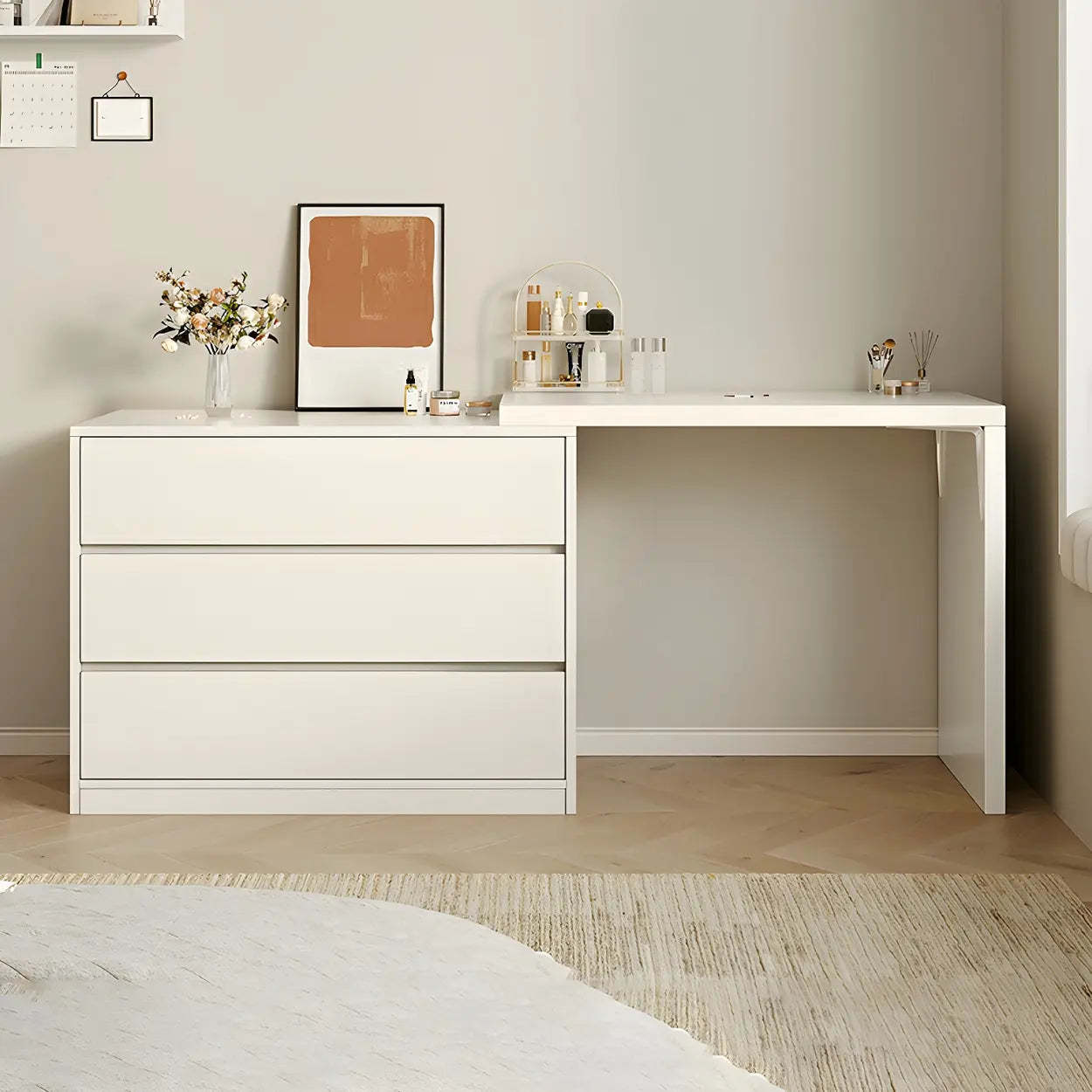 White Wood Standard Vanity with Drawers — White / 6