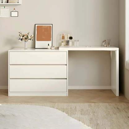 White Wood Standard Vanity with Drawers — White / 6