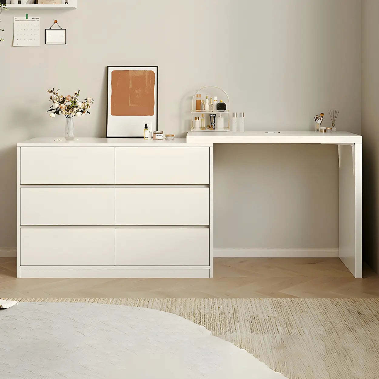 White Wood Standard Vanity with Drawers — White / 6