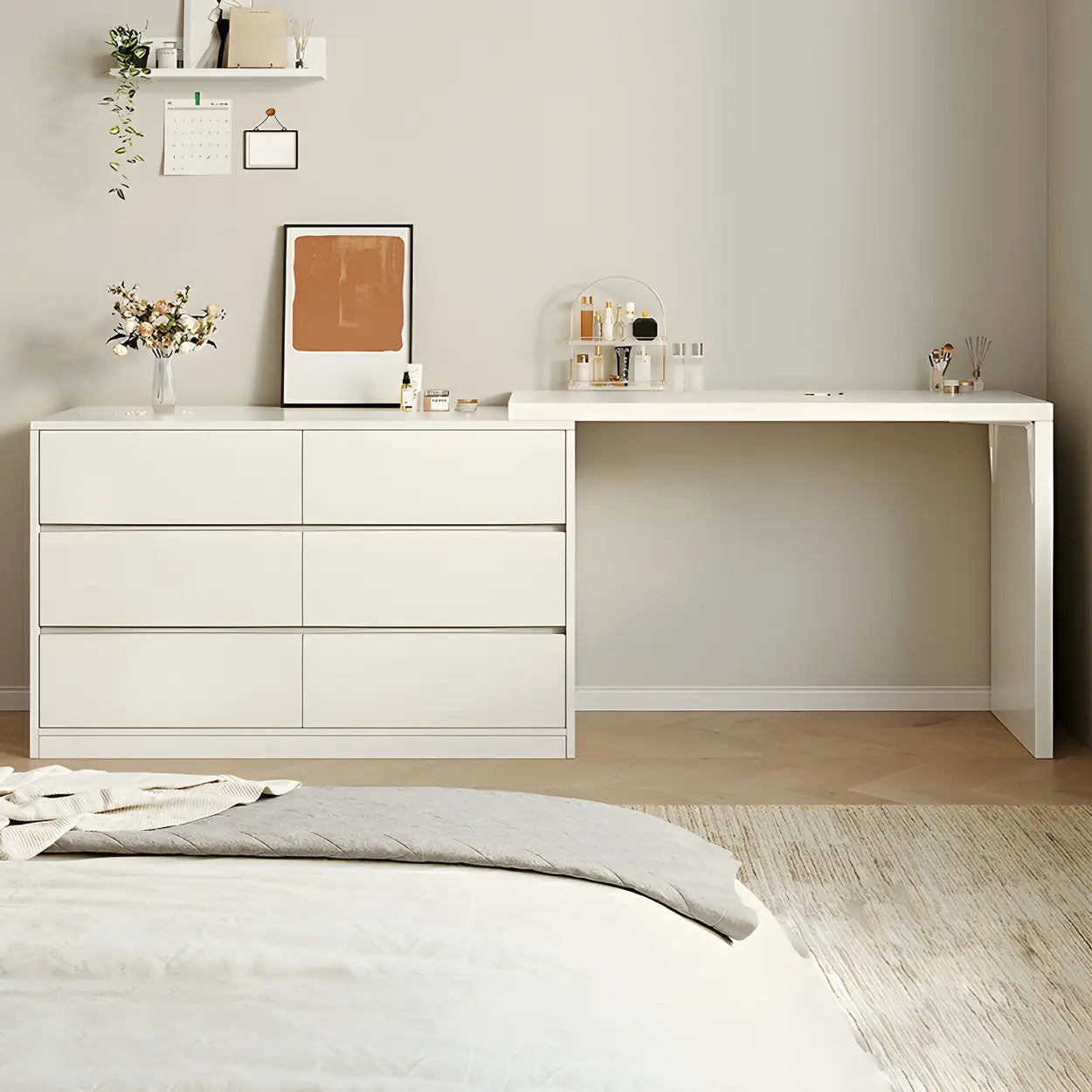 White Wood Standard Vanity with Drawers