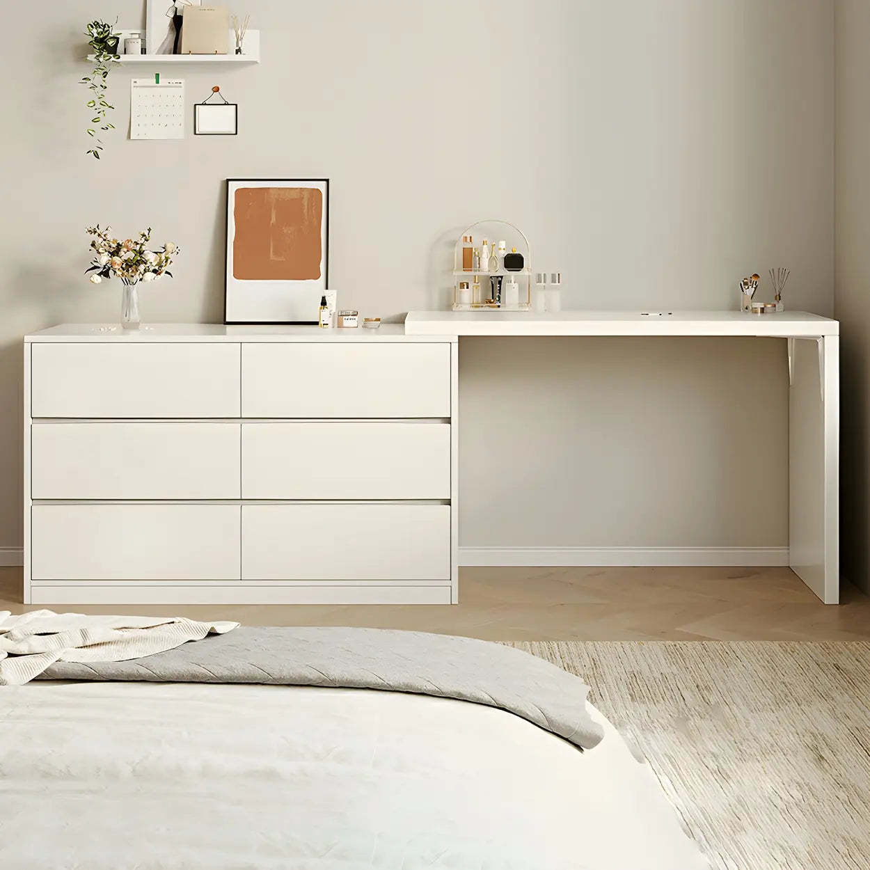 White Wood Standard Vanity with Drawers