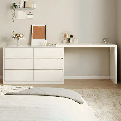White Wood Standard Vanity with Drawers