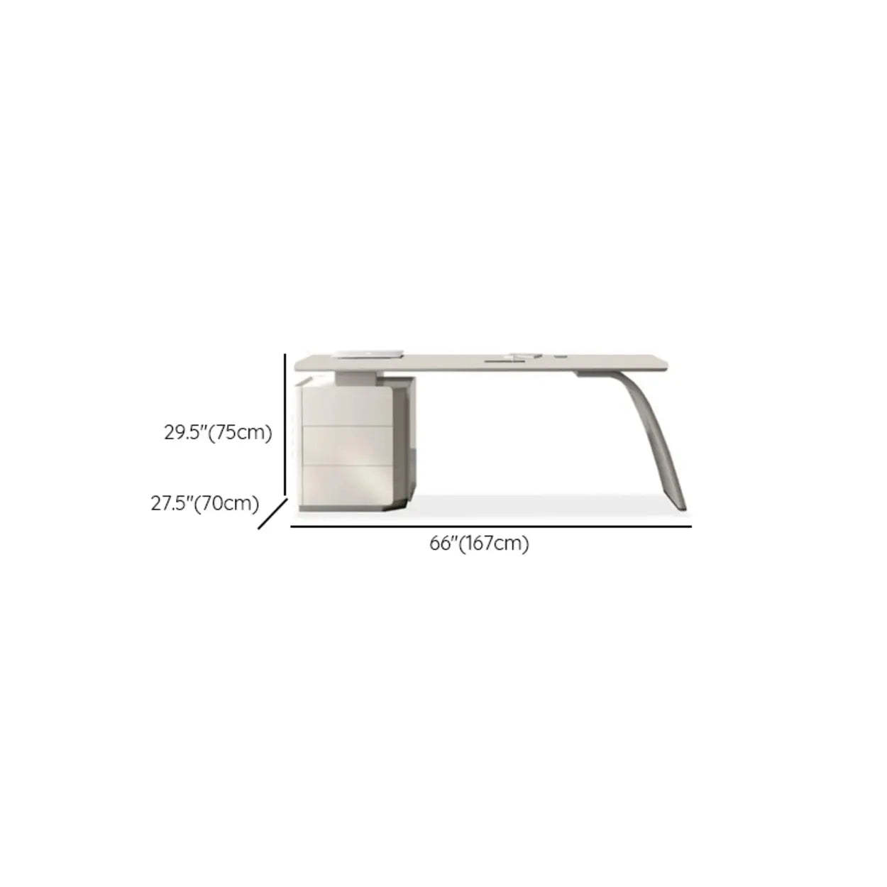 White Wood Computer Desk with Drawers and Storage