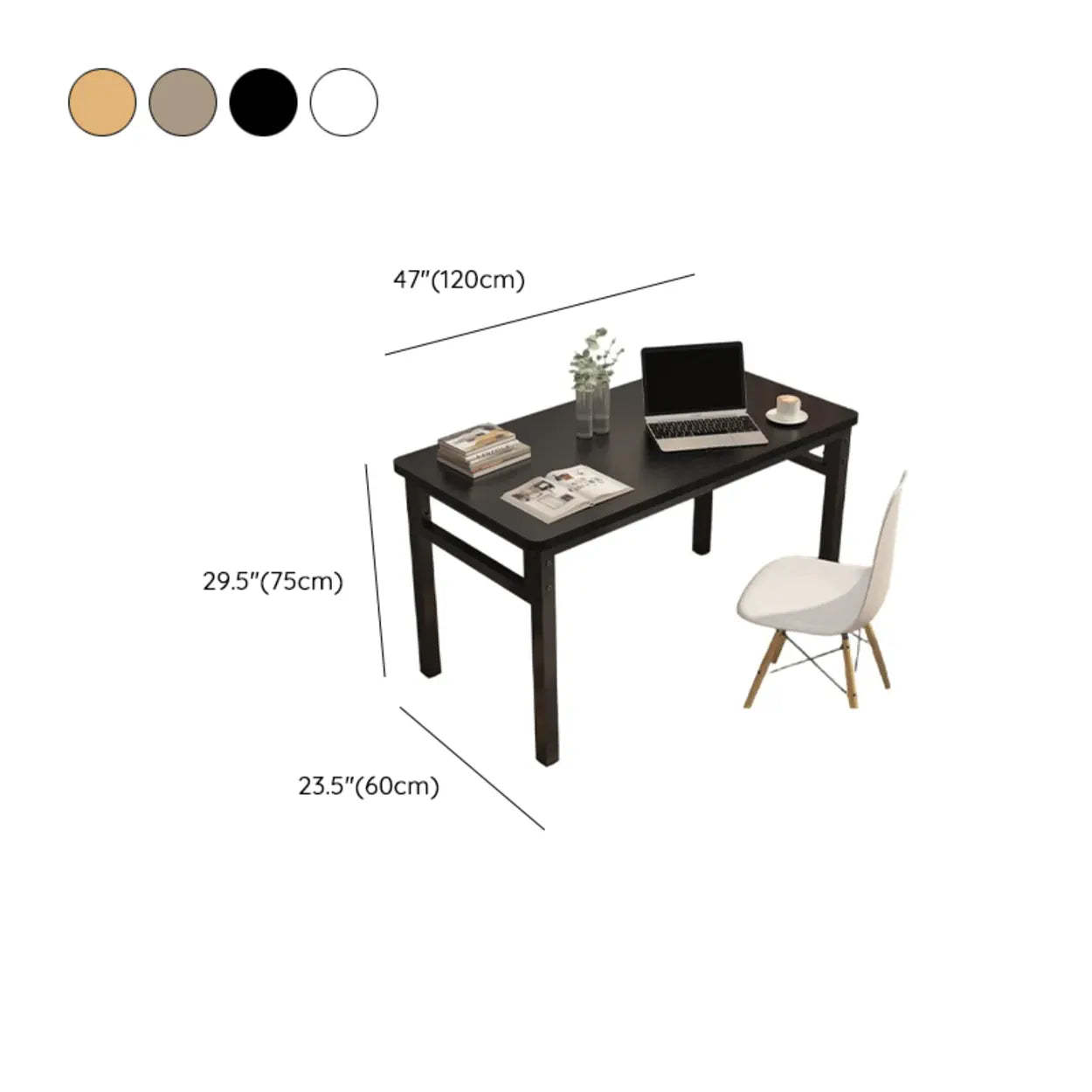 White Wood Computer Desk with Storage — White Maple / Table Only