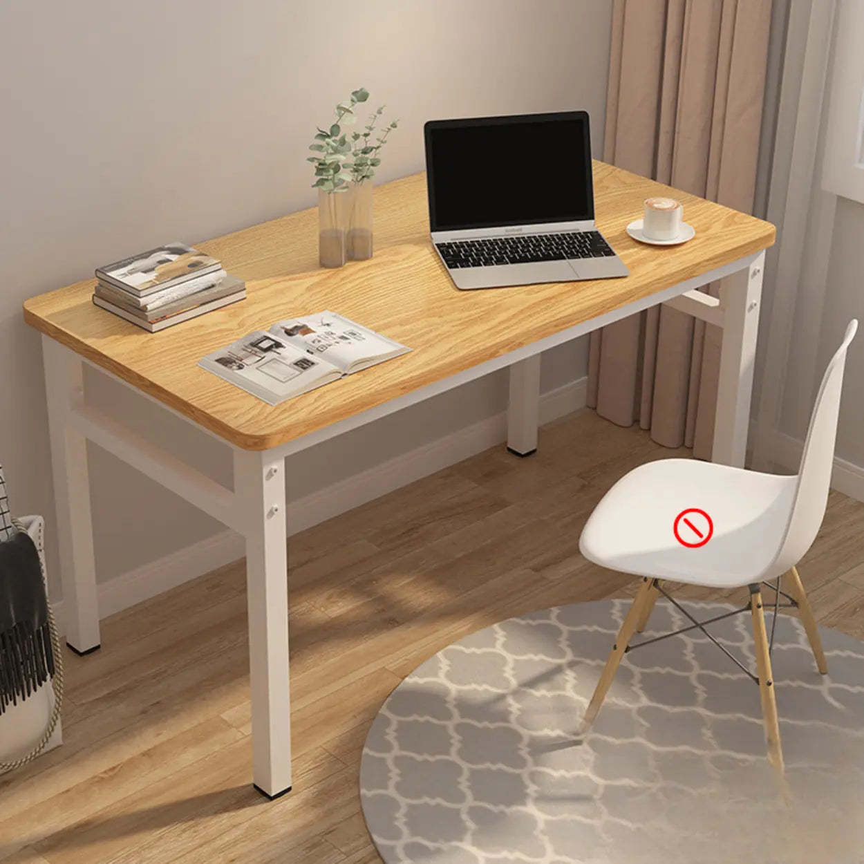 White Wood Computer Desk with Storage — White / Table Only