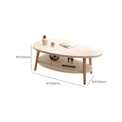 Wooden Free-Form Coffee Table with Shelf