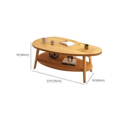 Wooden Free-Form Coffee Table with Shelf