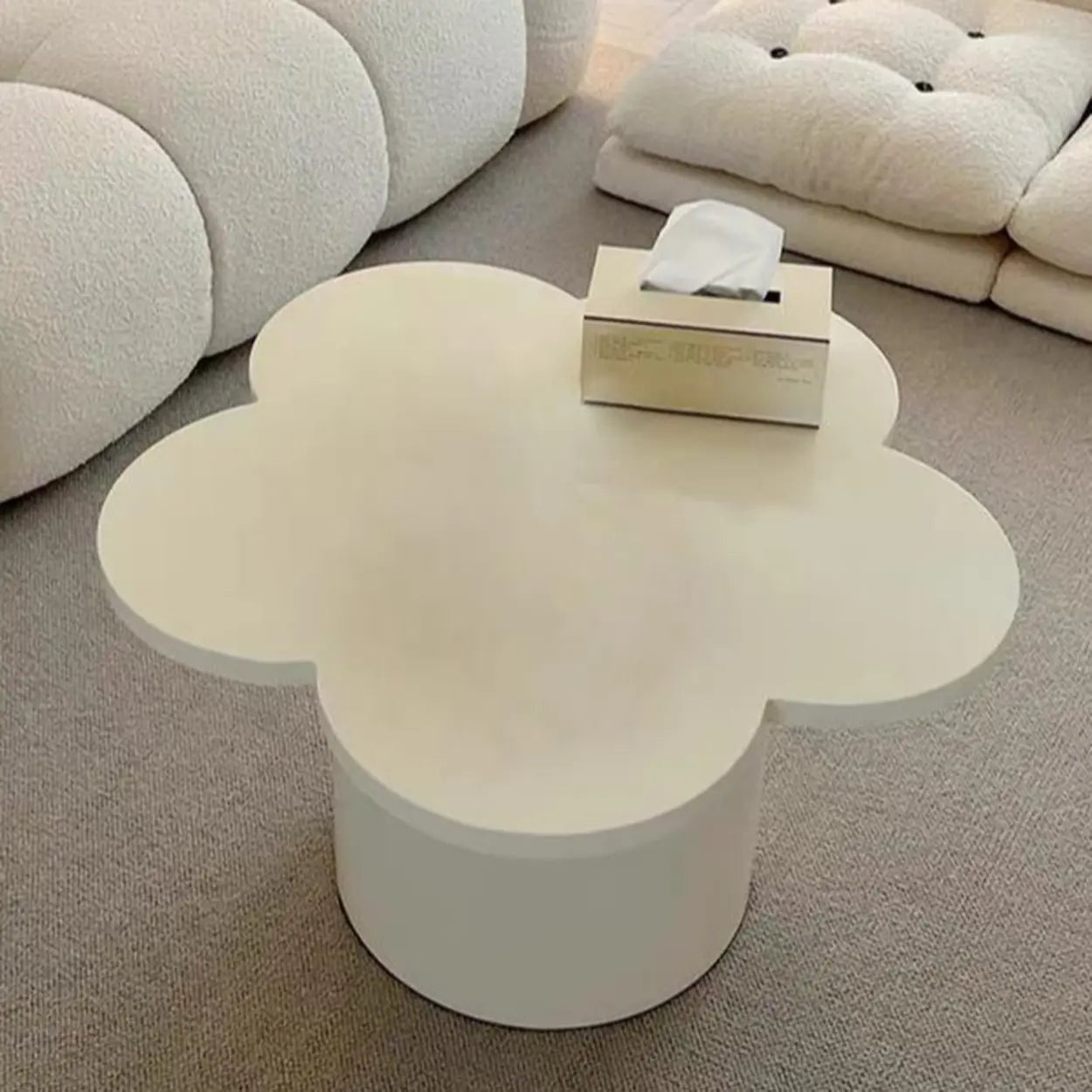 Flower-Shape Wood Coffee Table — White
