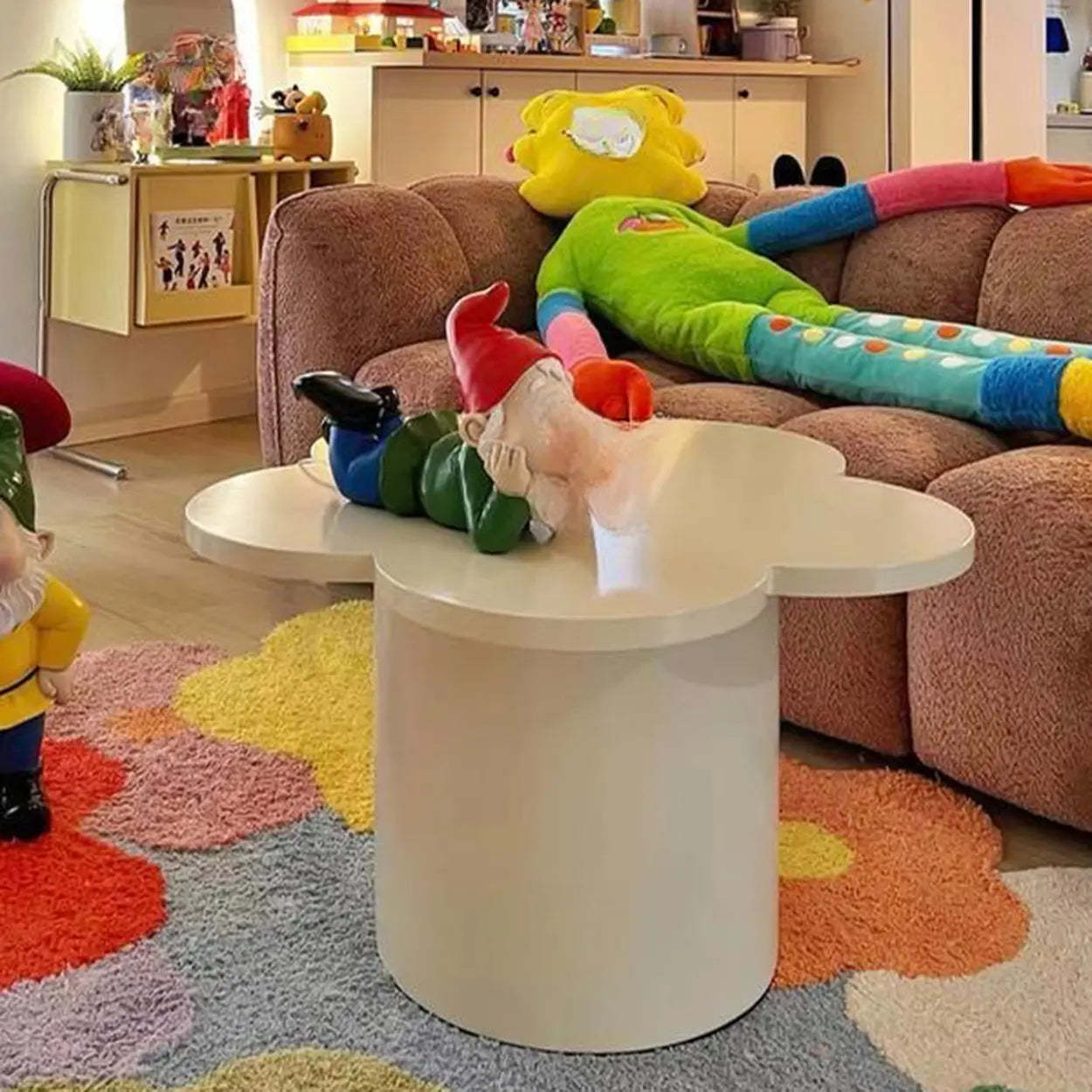 Flower-Shape Wood Coffee Table