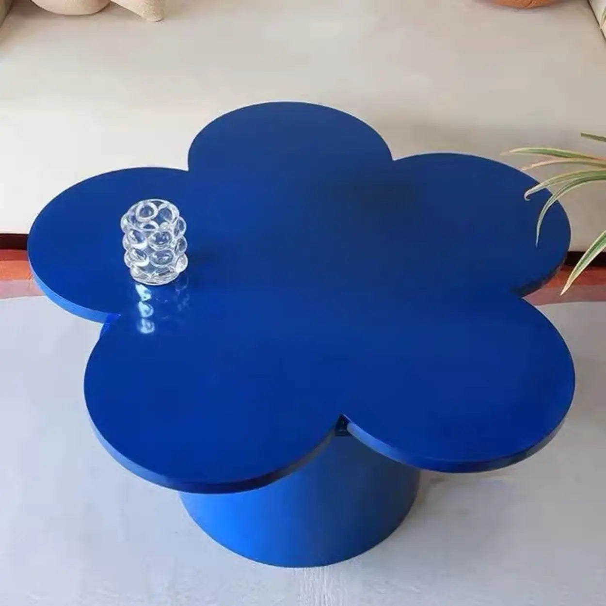 Flower-Shape Wood Coffee Table — Blue
