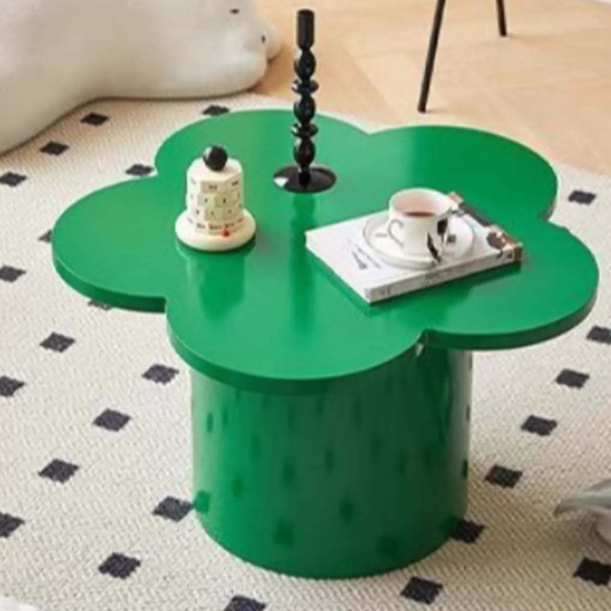 Flower-Shape Wood Coffee Table — White