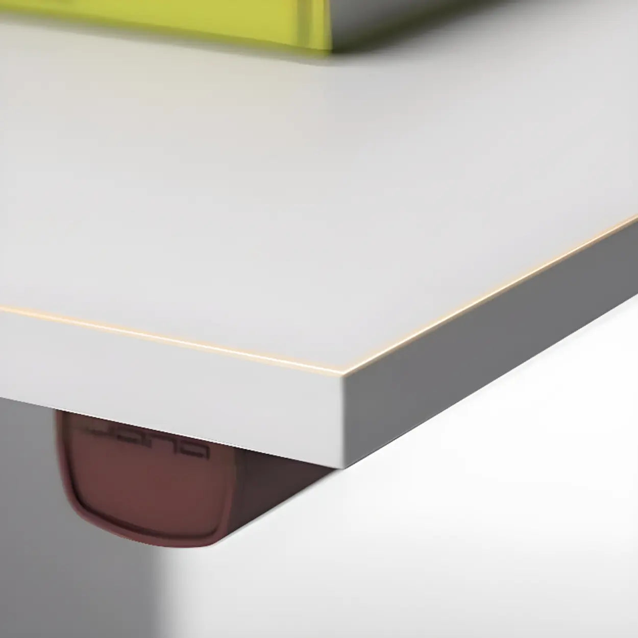 White Wood L-Shape Executive Desk with Red Base