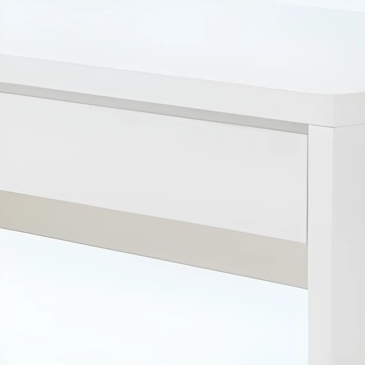 White Wood Single Desk with Drawers