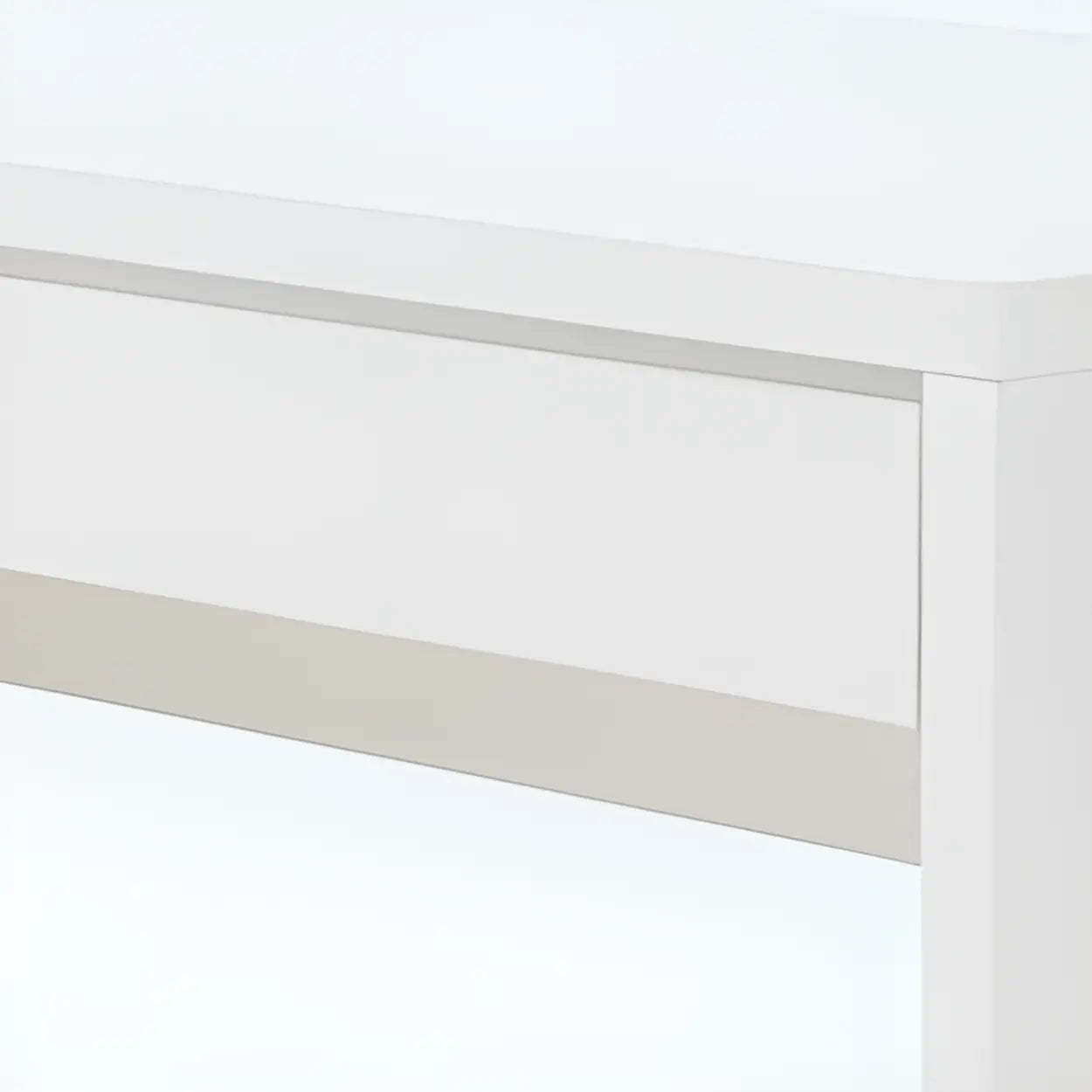 White Wood Single Desk with Drawers