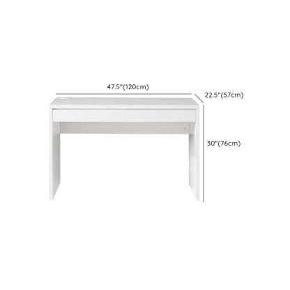 White Wood Single Desk with Drawers