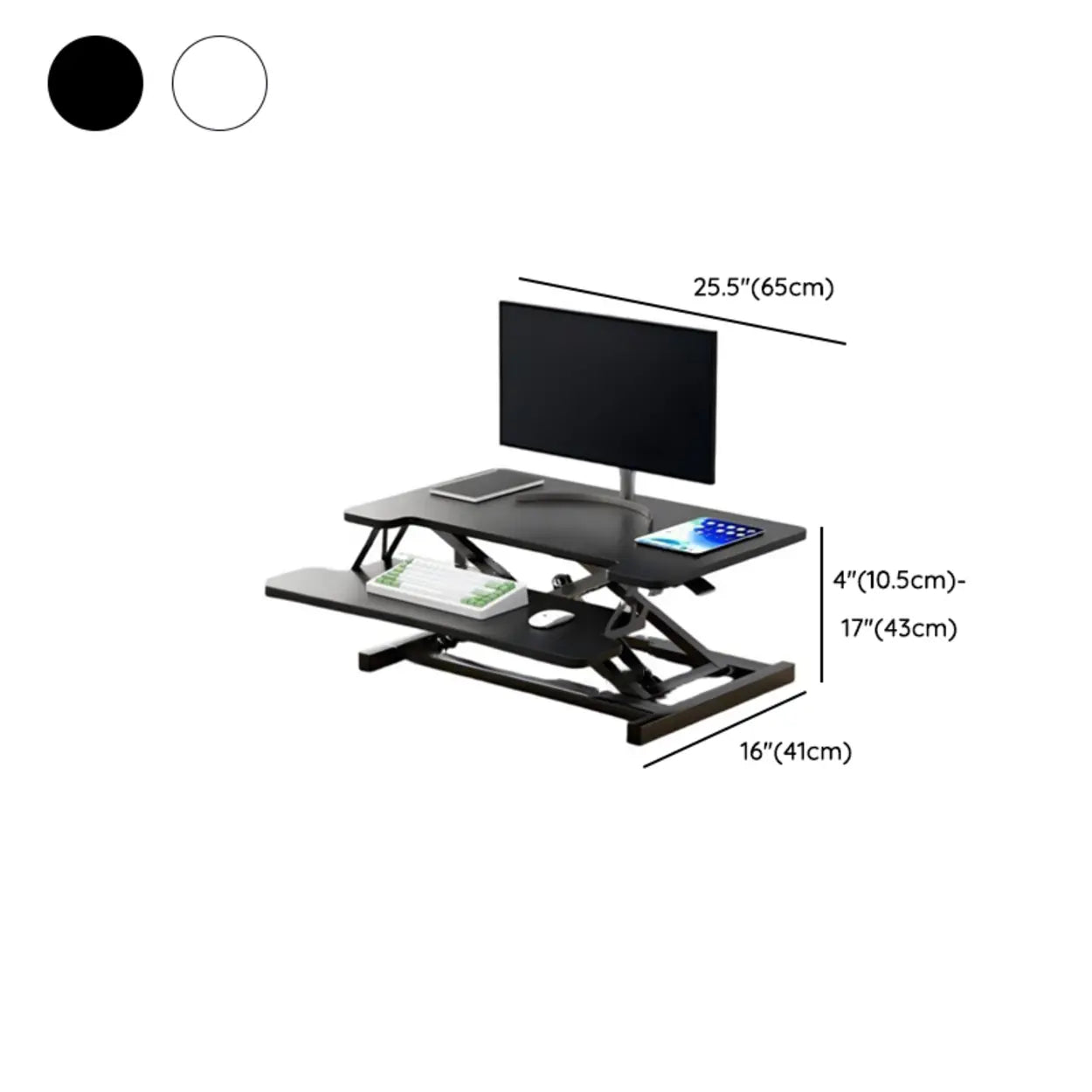 White Wood Adjustable Standing Desk Converter
