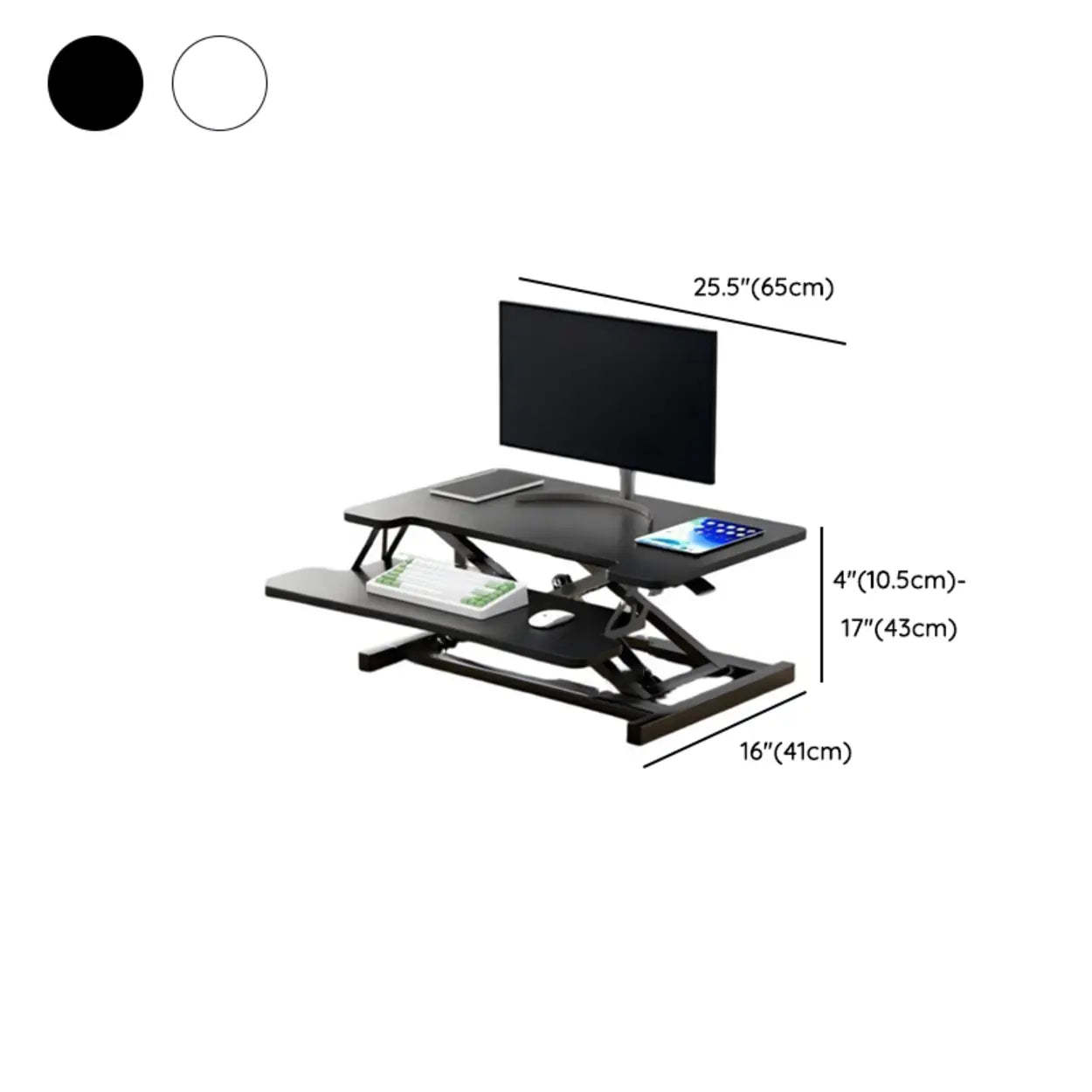 White Wood Adjustable Standing Desk Converter