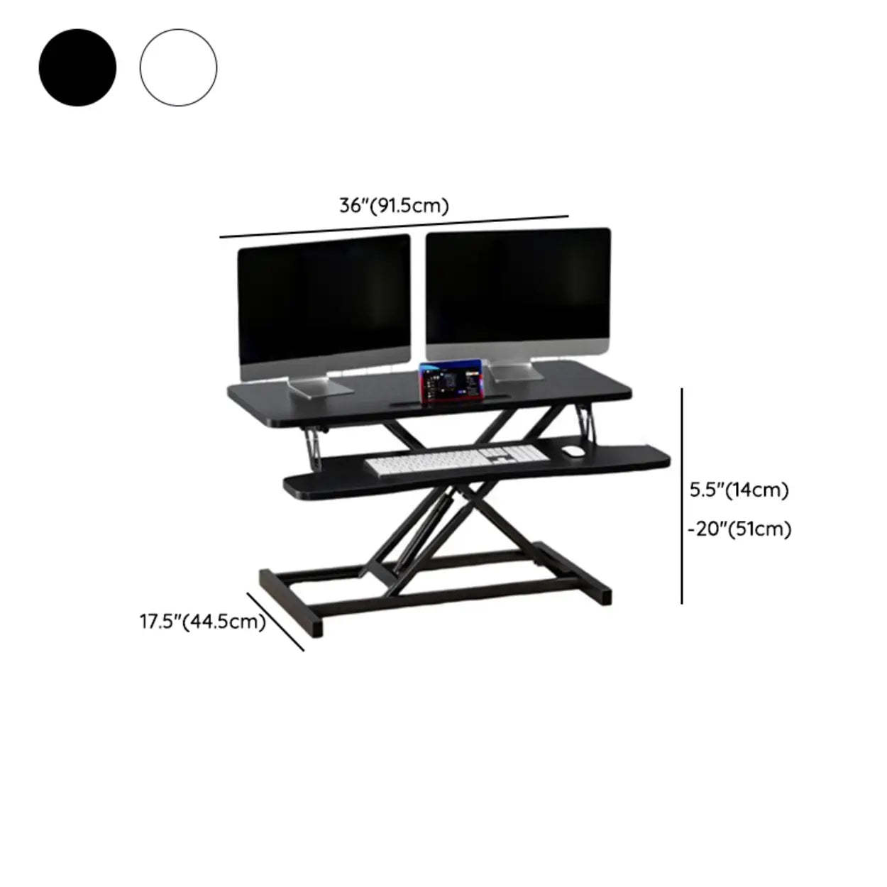 White Wood Adjustable Standing Desk Converter