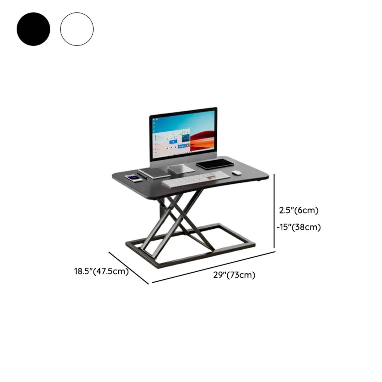 White Wood Adjustable Standing Desk Converter