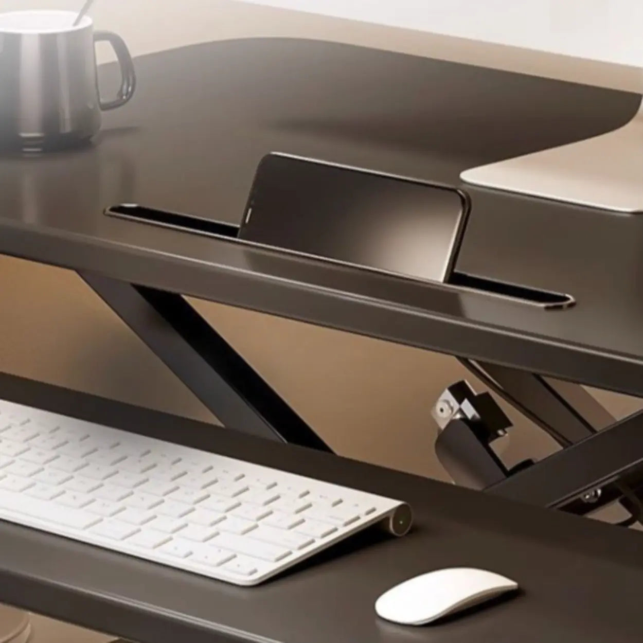 White Wood Adjustable Standing Desk Converter — White / Table Only