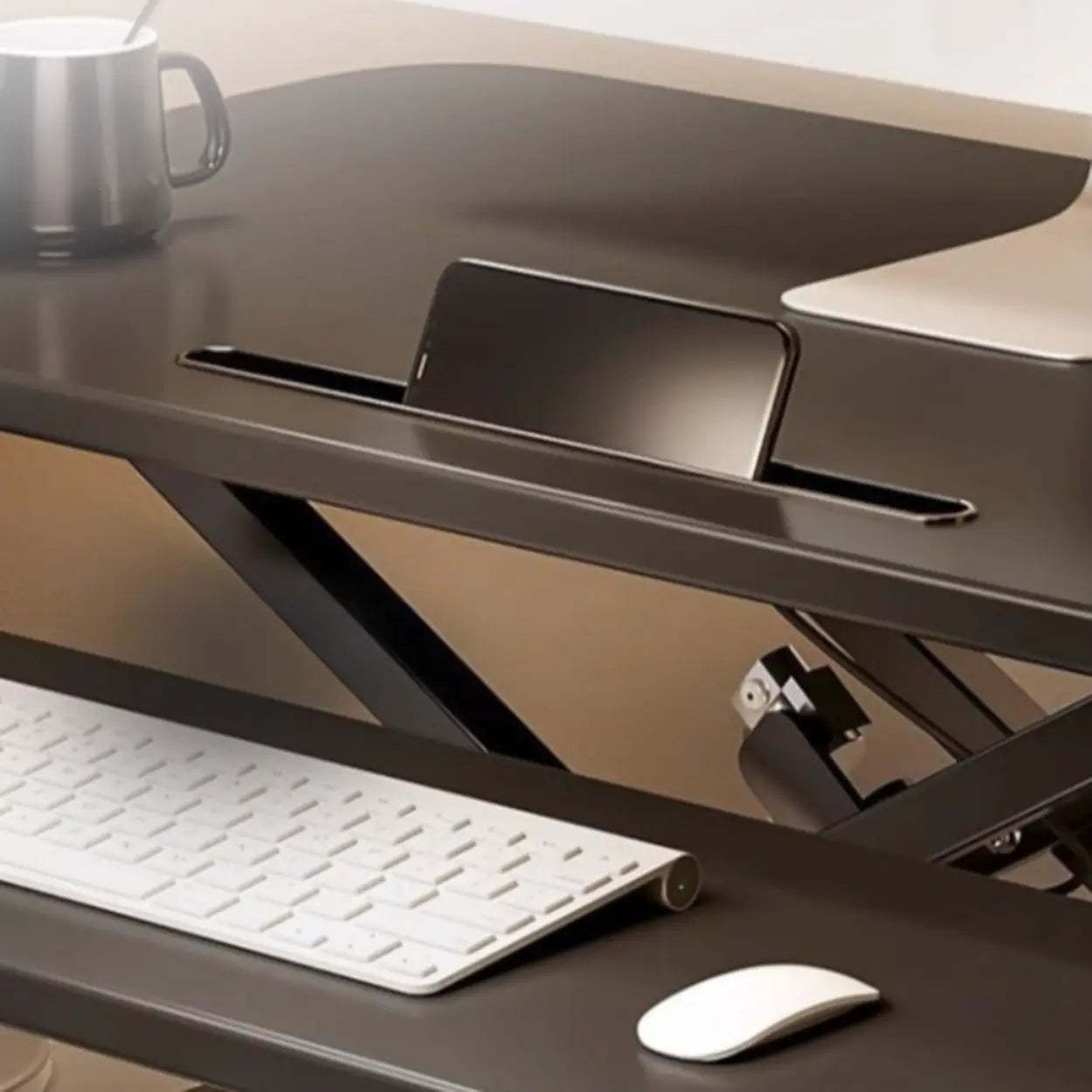 White Wood Adjustable Standing Desk Converter — White / Table Only