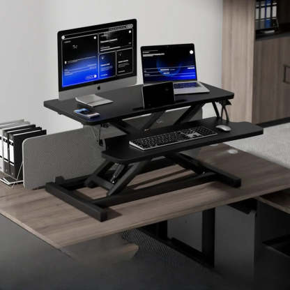 White Wood Adjustable Standing Desk Converter