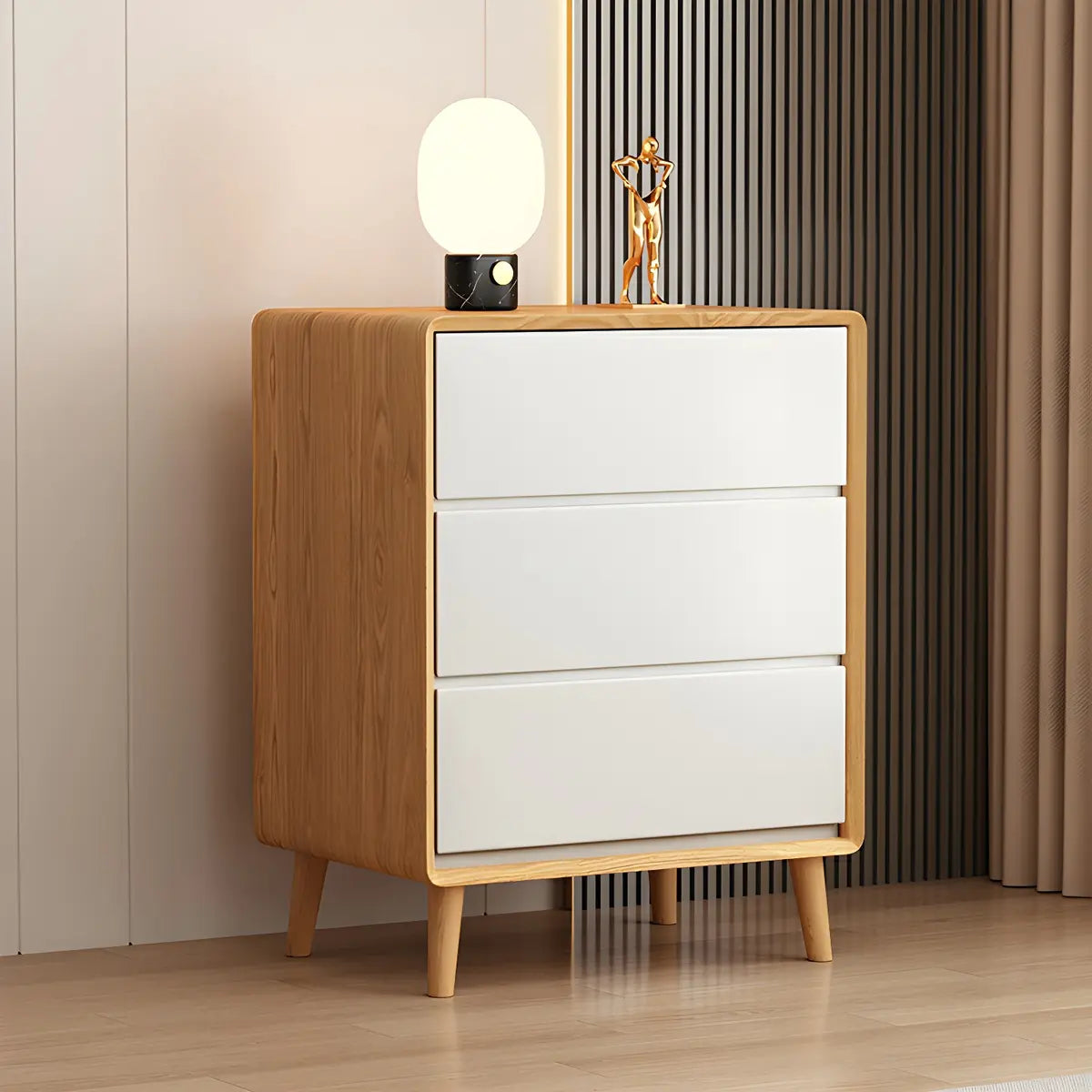 White Space-Saving Vertical Bachelor Chest — 3 / Natural/ White