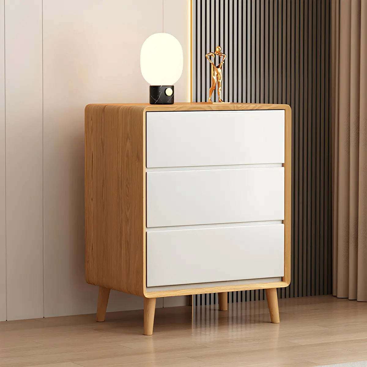 White Space-Saving Vertical Bachelor Chest — 3 / Natural/ White