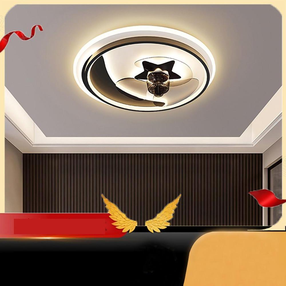 Multi Circle Dimmable LED Electroplated Modern Flush Mount Ceiling Fan with Lights-Lighom