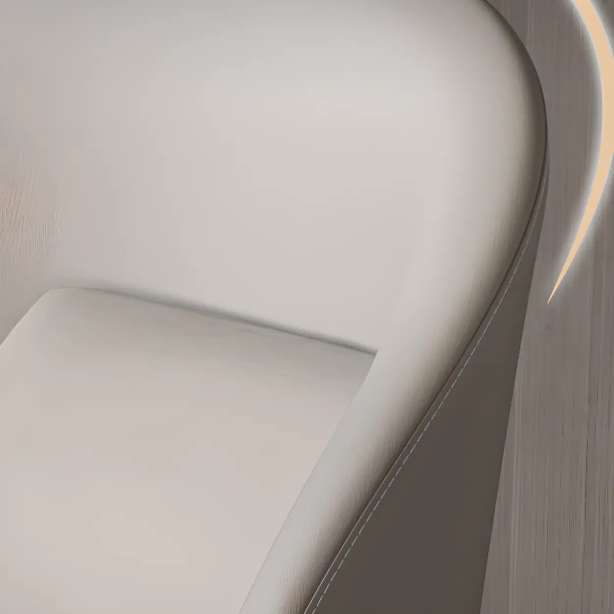 Wingback Beige Leather Round Upholstered Dining Chair