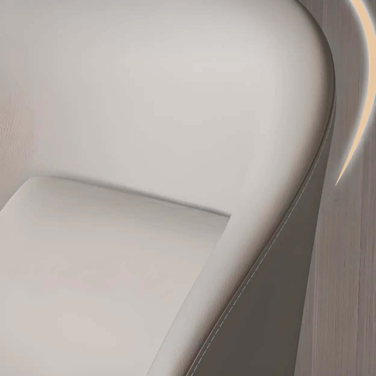Wingback Beige Leather Round Upholstered Dining Chair