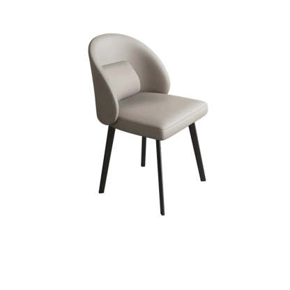 Wingback Beige Leather Round Upholstered Dining Chair — Blue