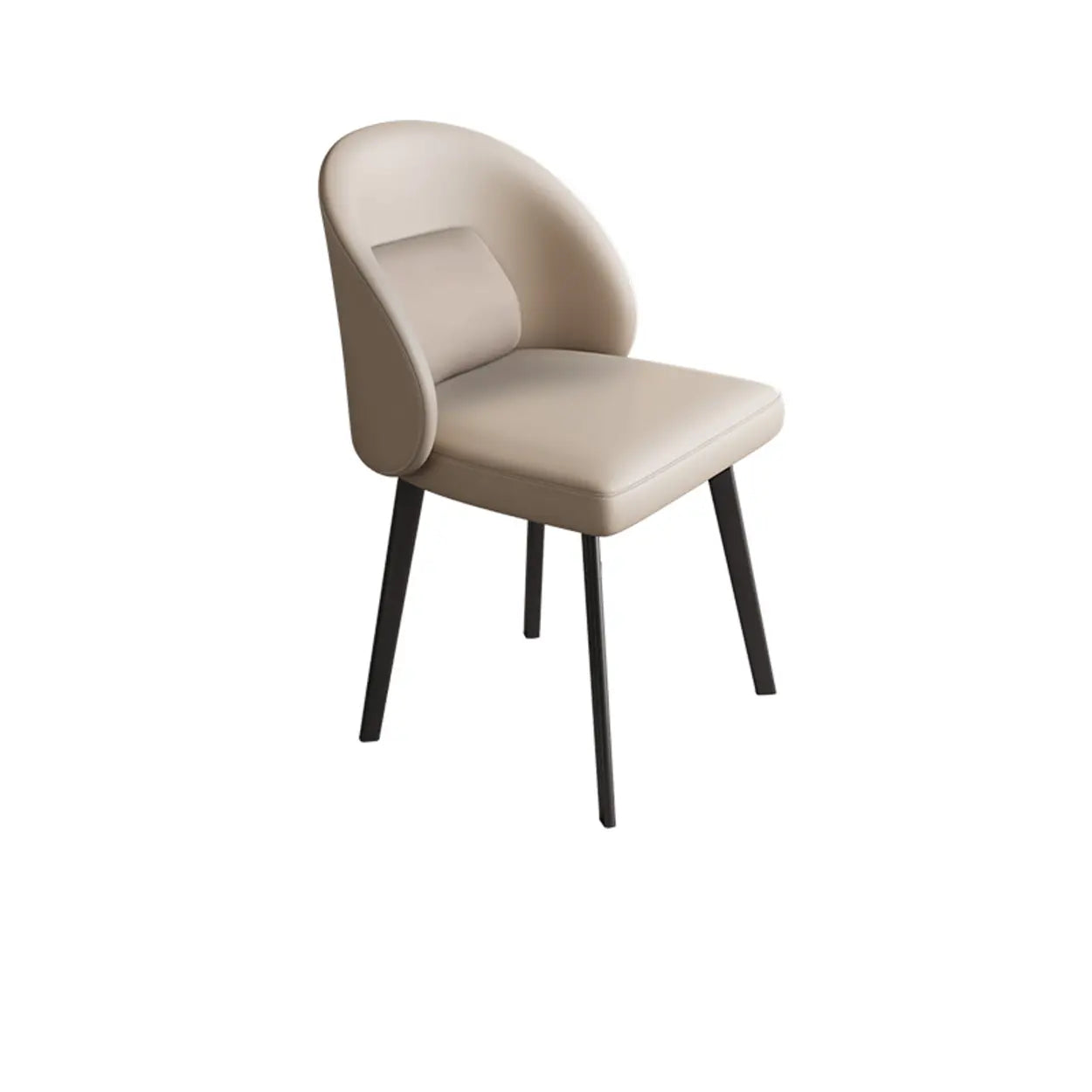 Wingback Beige Leather Round Upholstered Dining Chair — Grey