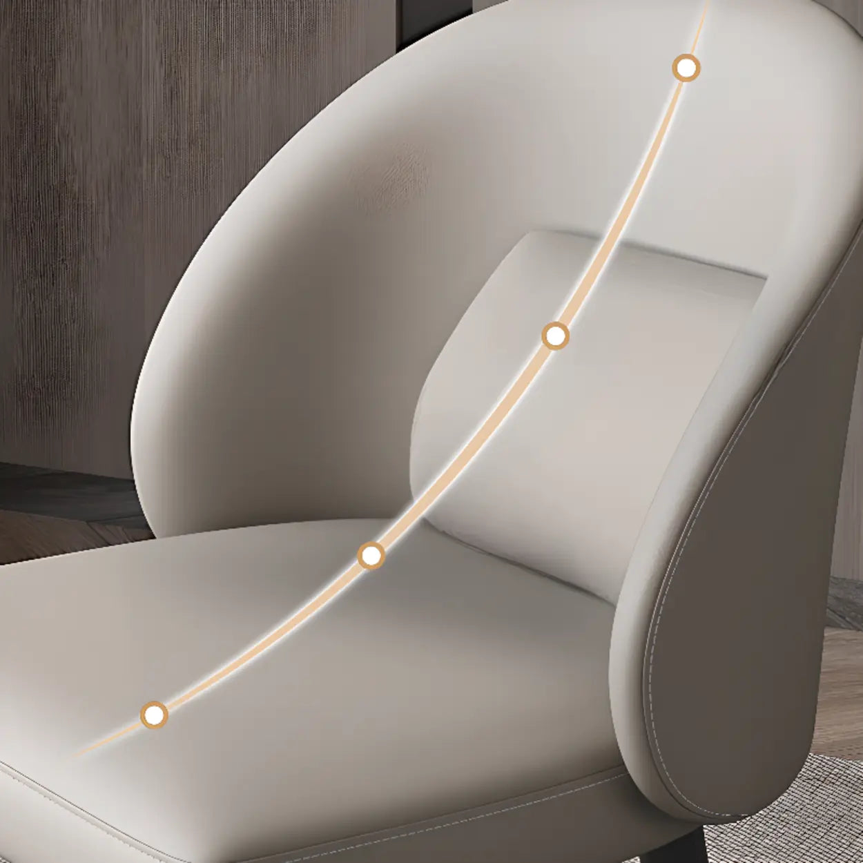 Wingback Beige Leather Round Upholstered Dining Chair