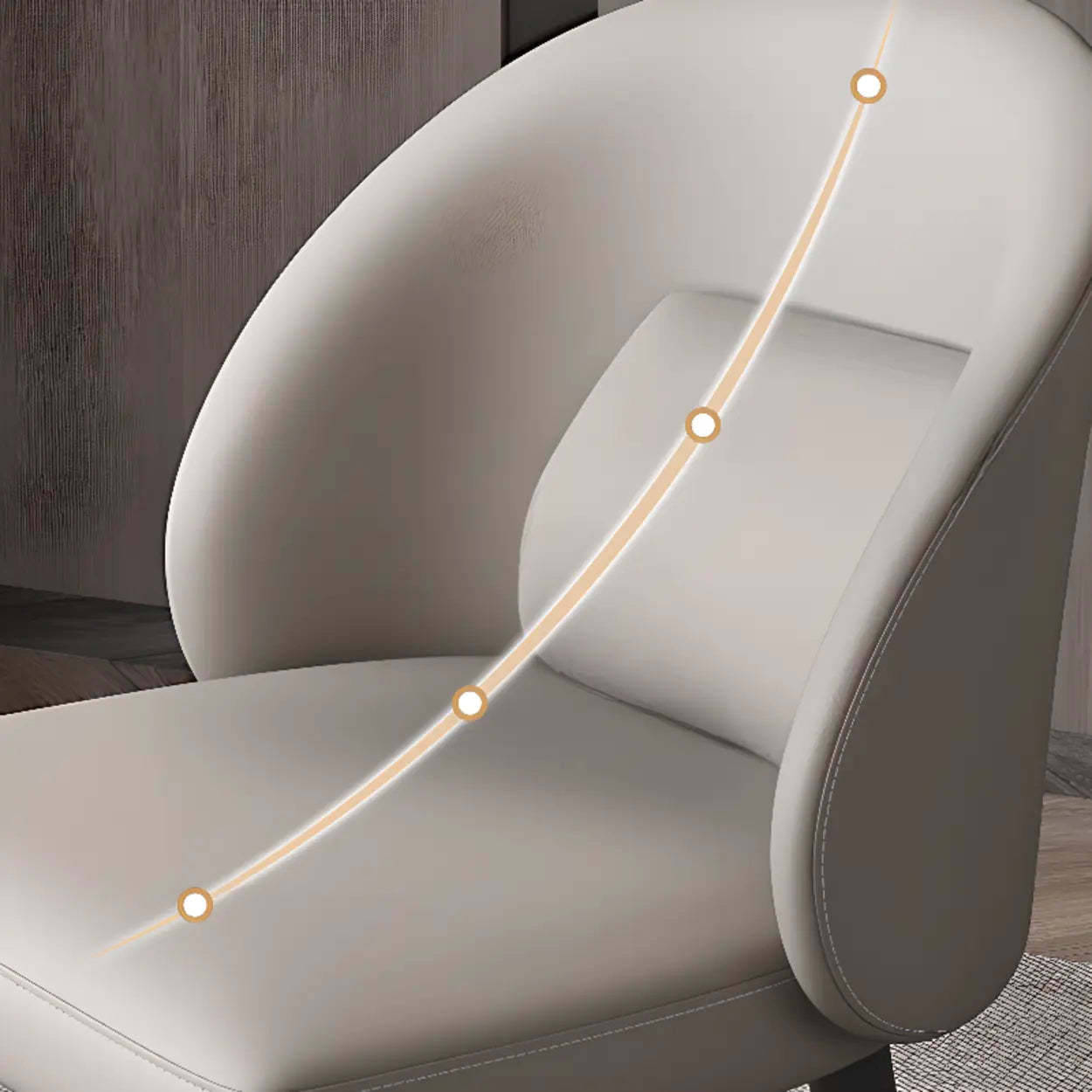 Wingback Beige Leather Round Upholstered Dining Chair