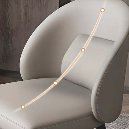 Wingback Beige Leather Round Upholstered Dining Chair