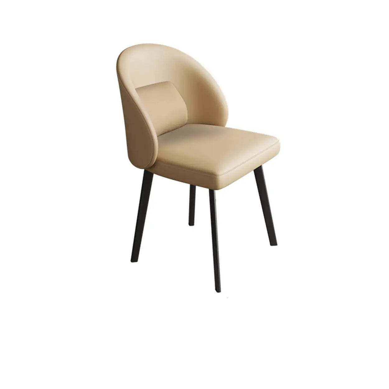 Beige leather upholstered round dining chairs & benches - leather