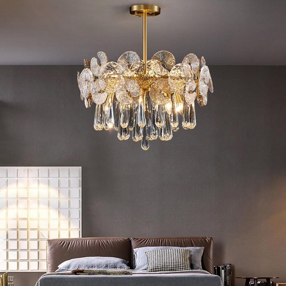 Candelabra Flush Mount Ceiling Light Metal Crystal LED Light-Lighom