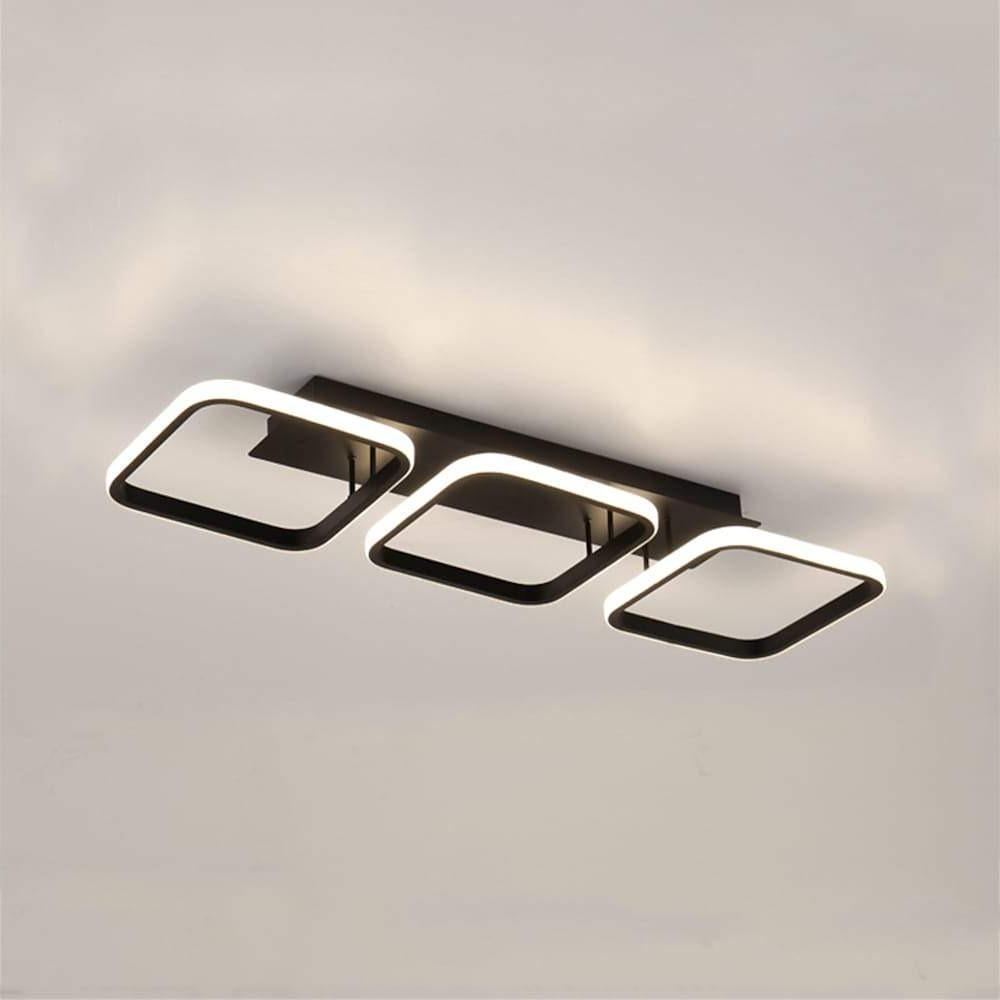 3 Square LED Black Modern Ceiling Lights Hanging Light Chandelier Ceiling Lamp-Lighom