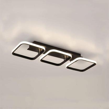 3 Square LED Black Modern Ceiling Lights Hanging Light Chandelier Ceiling Lamp-Lighom