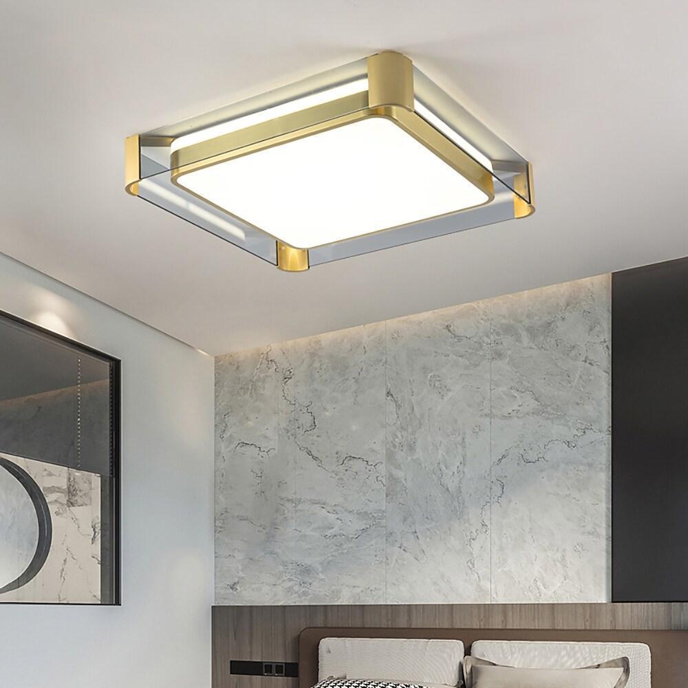 Circular Glass Copper LED Nordic Ceiling Lights Flush Mount Lighting-Lighom