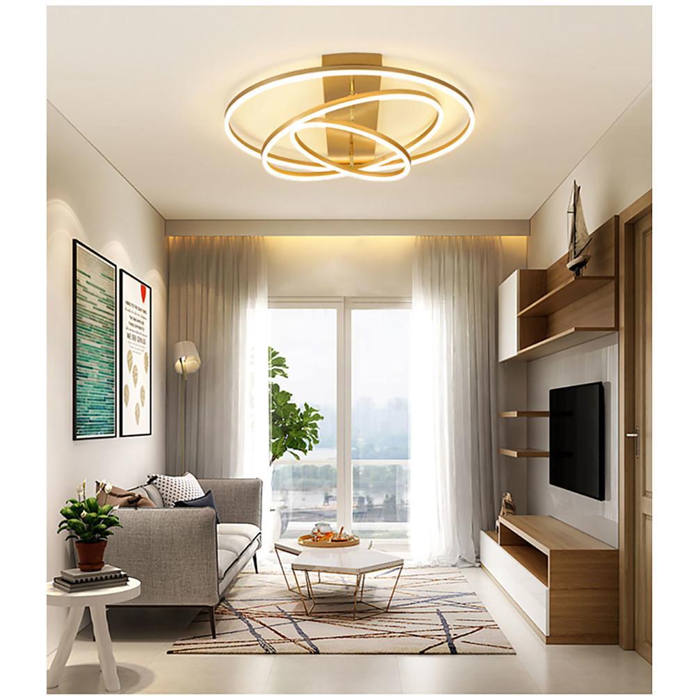 Lighom 3-circle arbitrary black flush mount lighting in acrylic — Warm White (3000K) / Brushed Gold