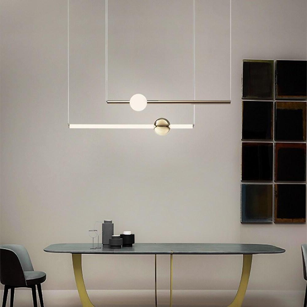 Linear Metal Glass Kitchen Dining Chandelier