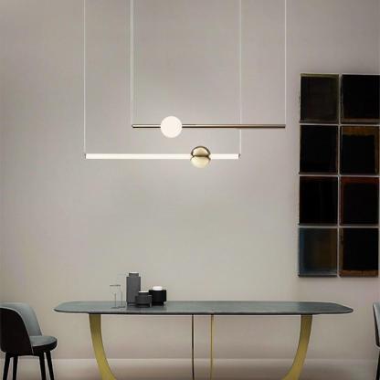 Linear Metal Glass Kitchen Dining Chandelier