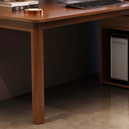 Wood Butcher Block Retractable Storage Computer Desk