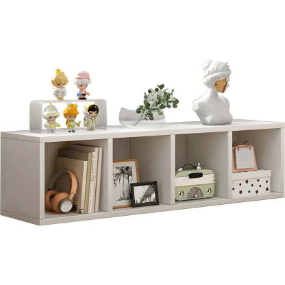 Wood Horizontal Compact Bookcase — Off-White