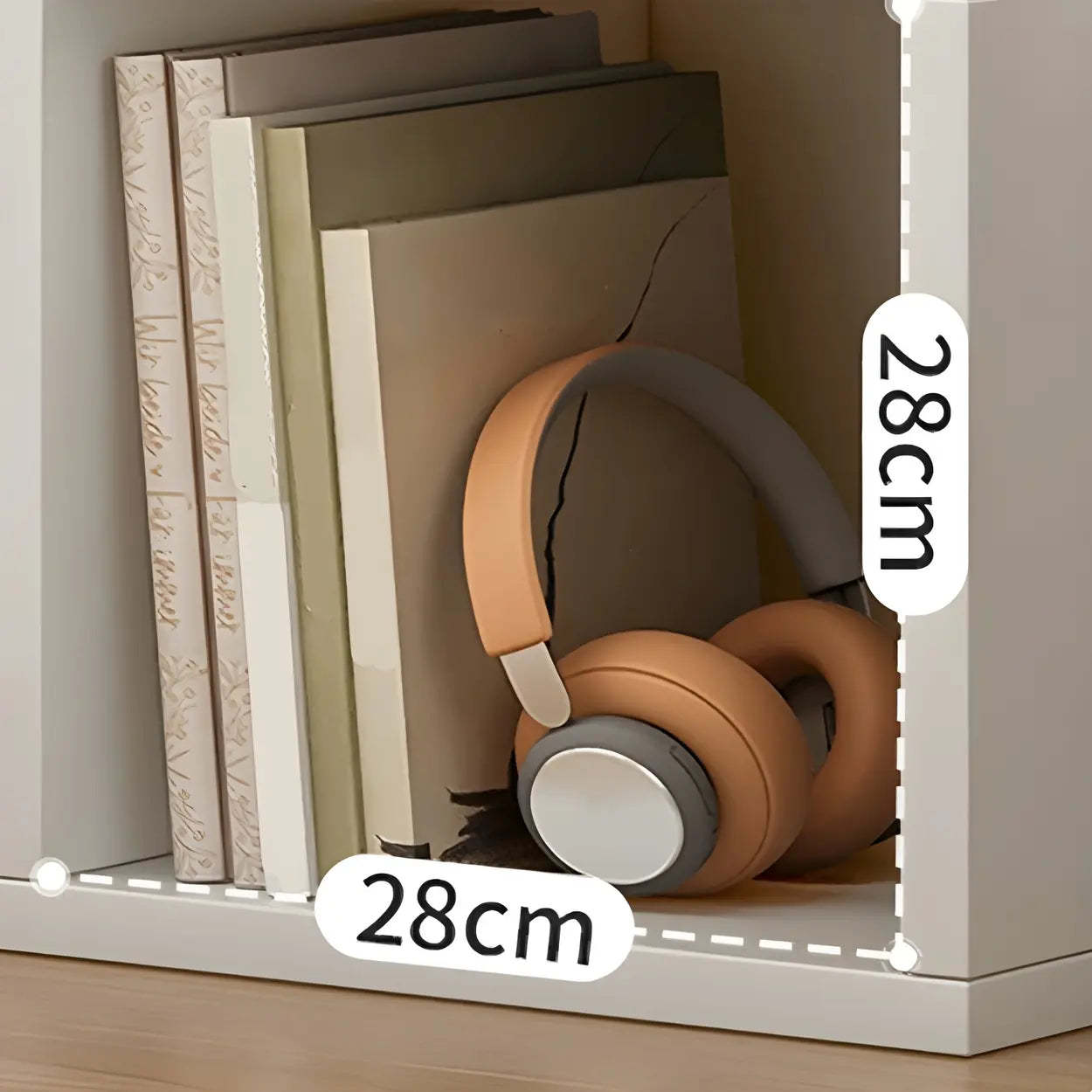 Wood Horizontal Compact Bookcase — Dark Brown