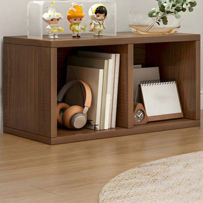 Wood Horizontal Compact Bookcase — Off-White