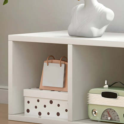 Wood Horizontal Compact Bookcase — Off-White